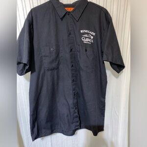 Dickies Motorcycle Mechanic Garage black Double Graphic Button Shirt X large
